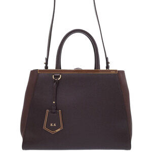 FENDI FF Jacquard Shopper Tote Shoulder Bag Brown
